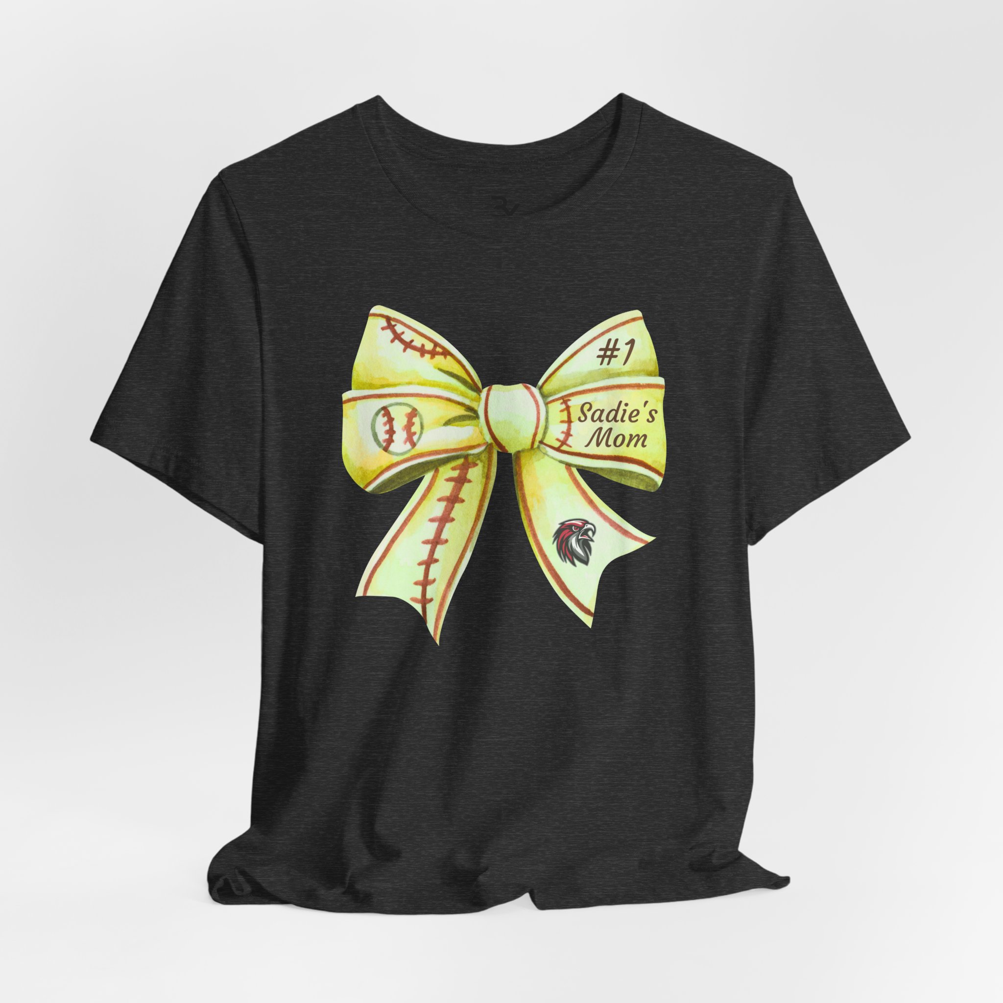 Personalized Softball Bow Cotton Tee - Image 14