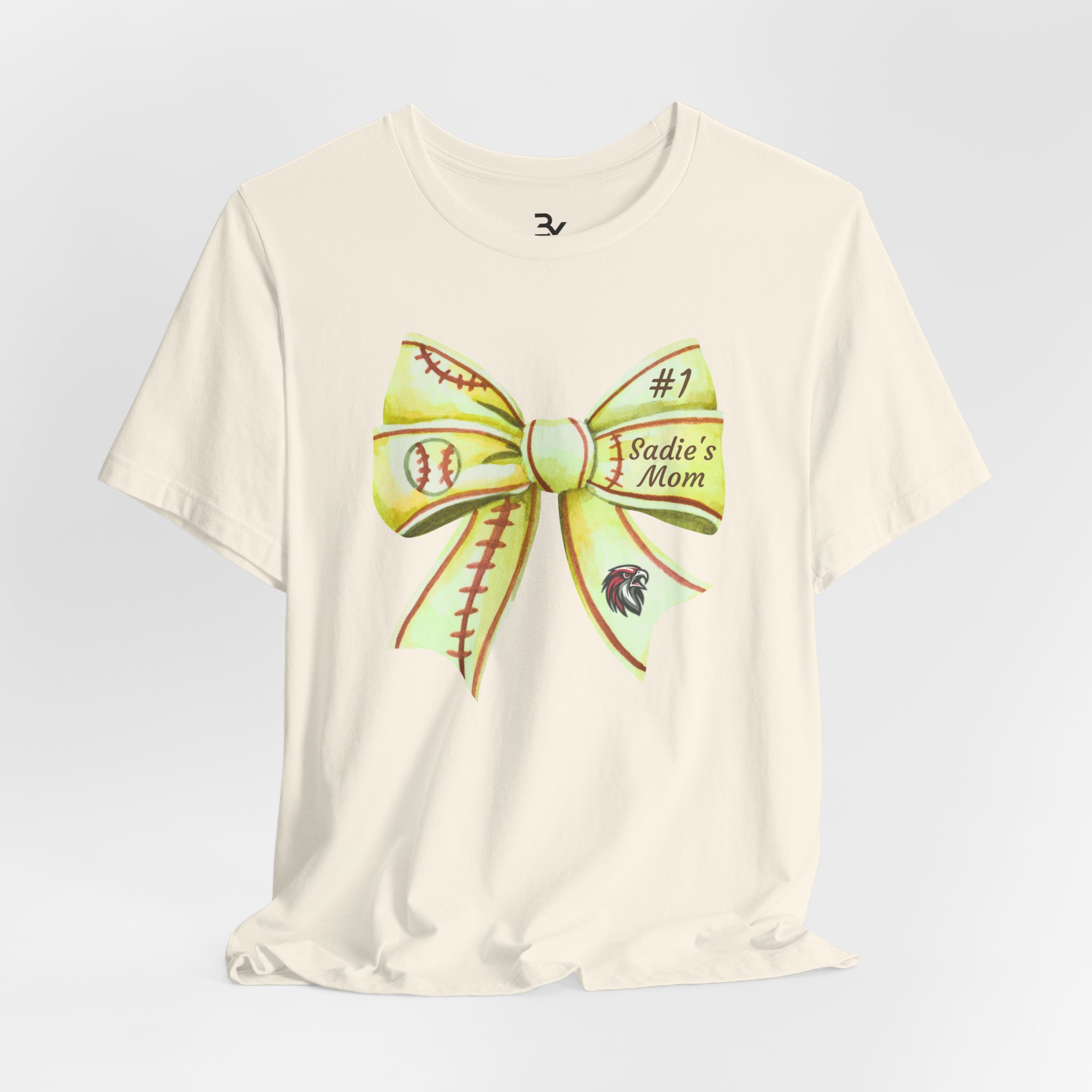 Personalized Softball Bow Cotton Tee - Image 11