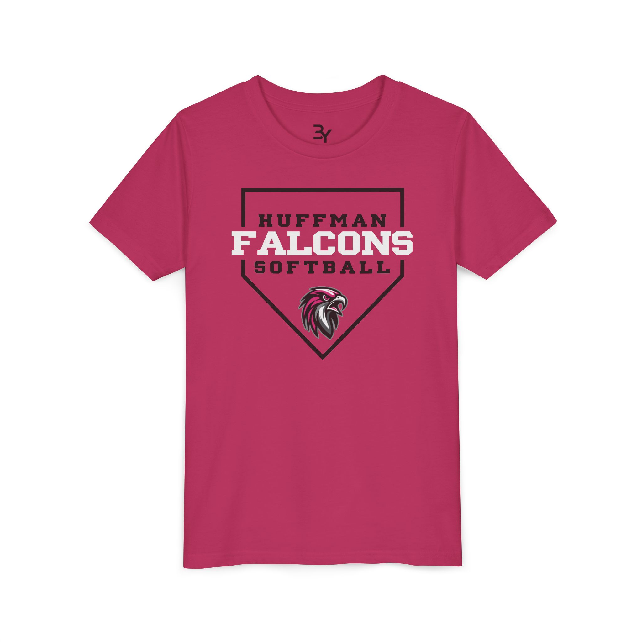 Youth Cotton Tee: Home Plate Softball (Pink) - Image 9