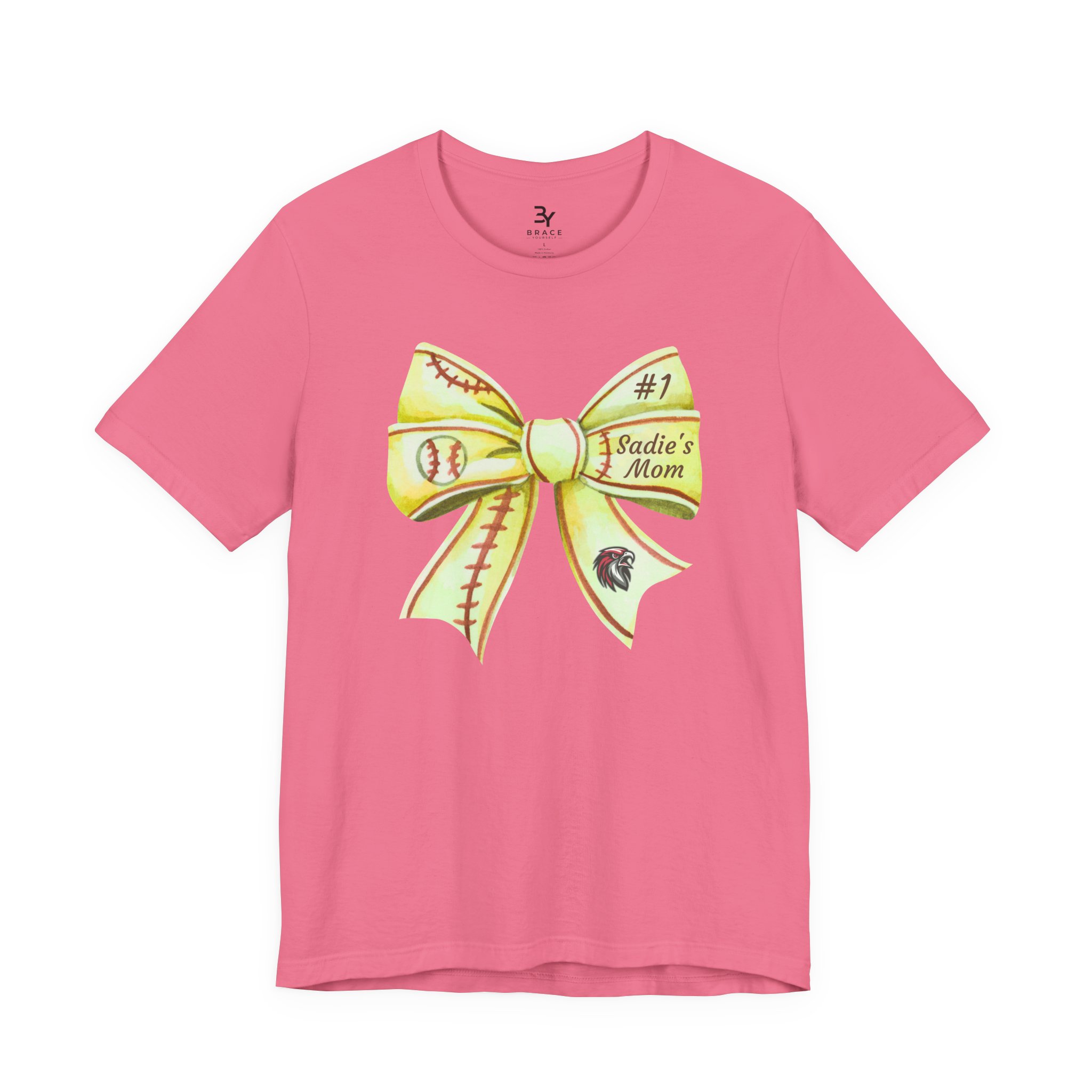 Personalized Softball Bow Cotton Tee - Image 20
