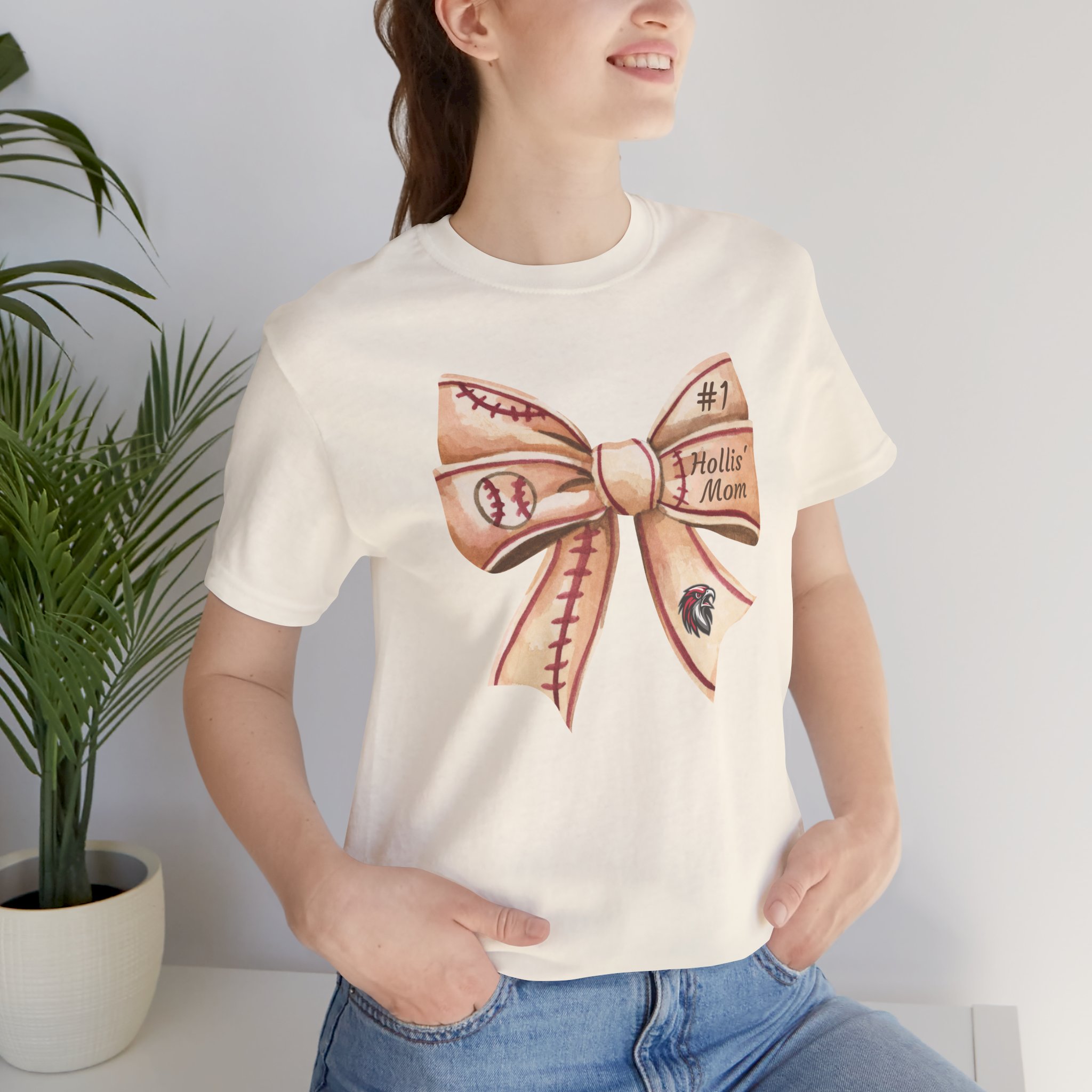 Personalized Baseball Bow Cotton Tee - Image 10