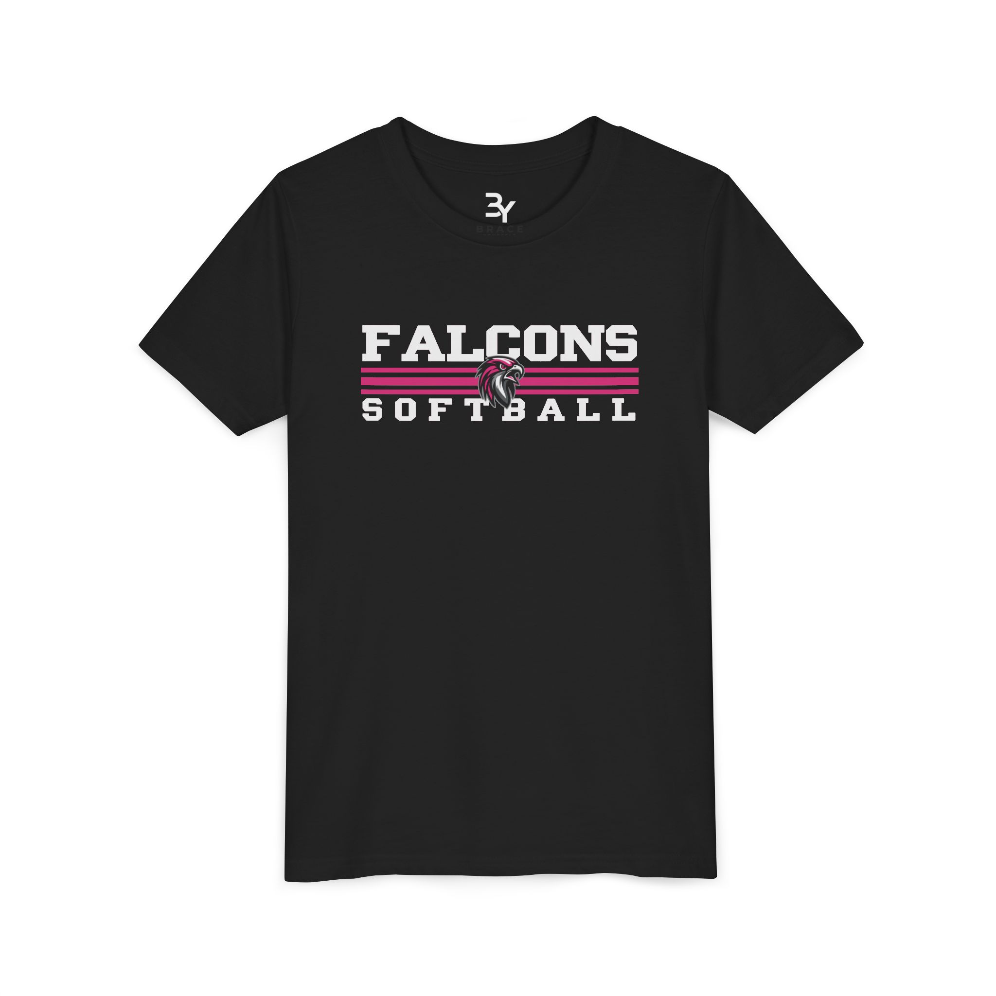 Youth Cotton Tee: Classic Lines Softball (Pink) - Image 4