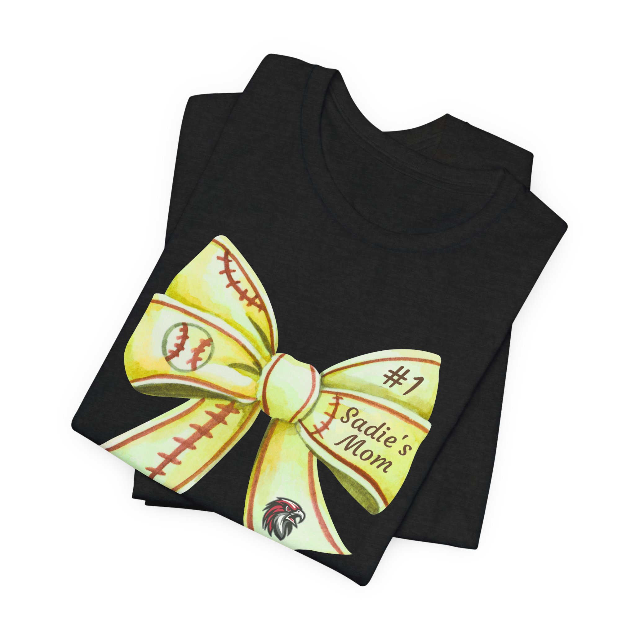 Personalized Softball Bow Cotton Tee - Image 9