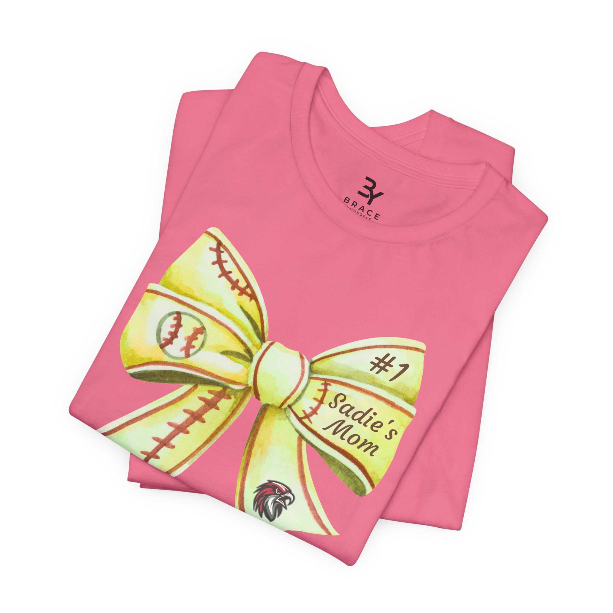 Personalized Softball Bow Cotton Tee - Image 21