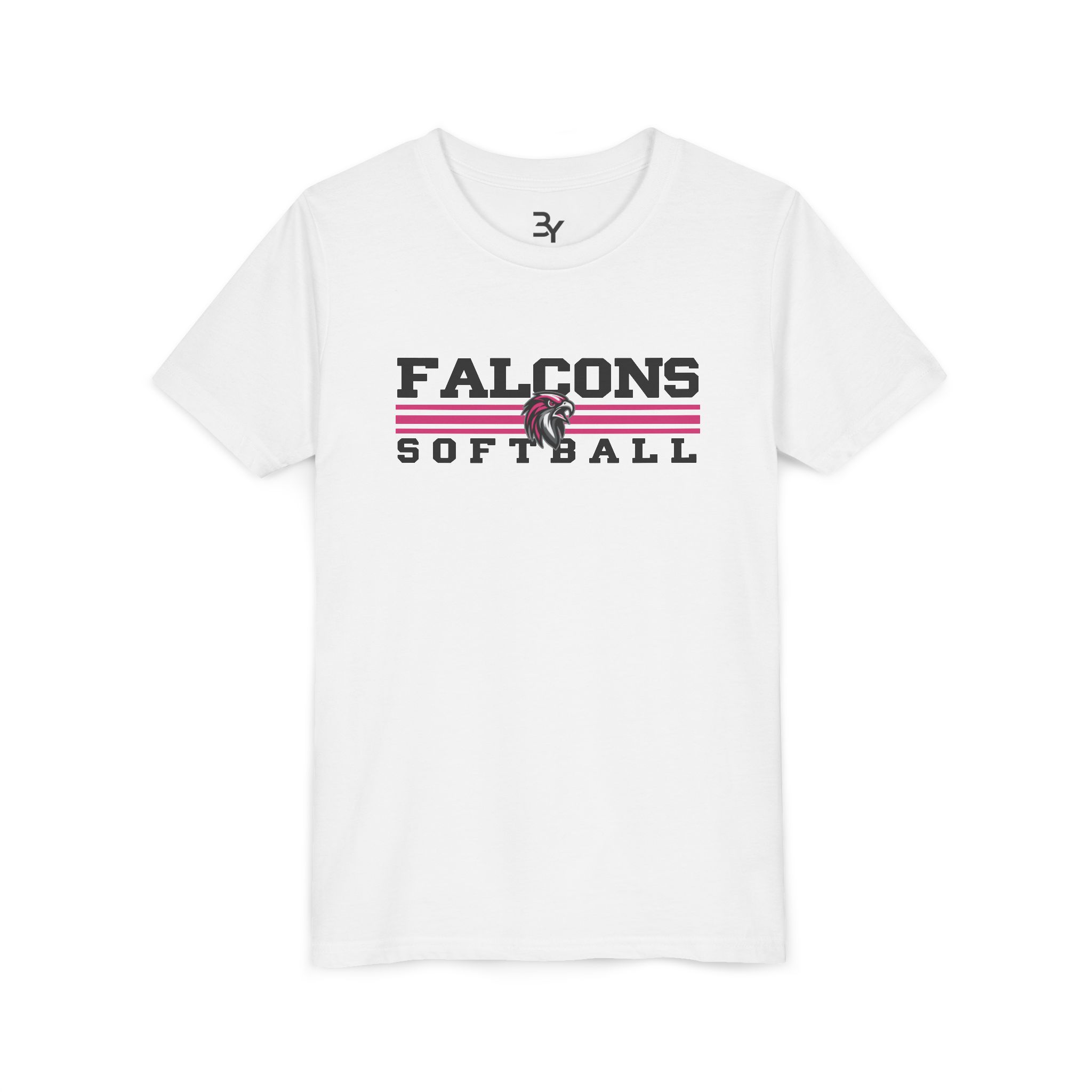 Youth Cotton Tee: Classic Lines Softball (Pink)