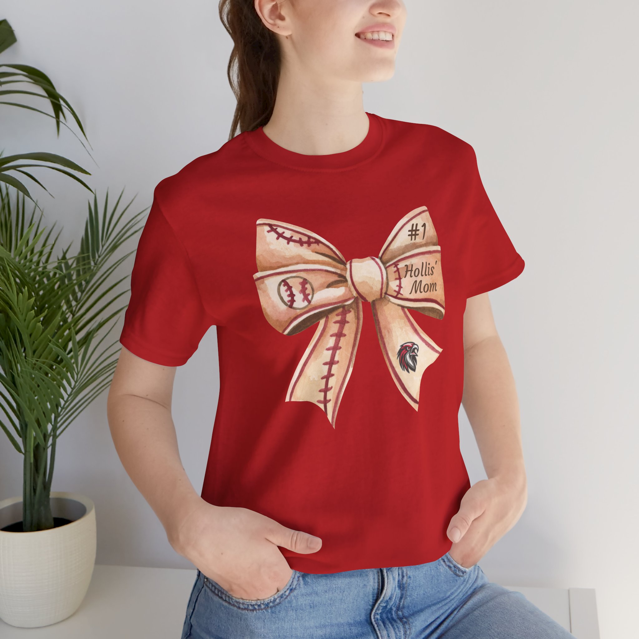 Personalized Baseball Bow Cotton Tee