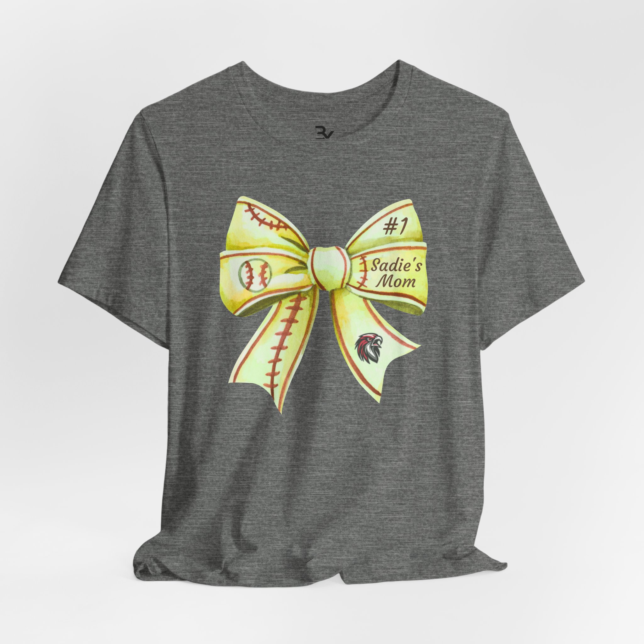 Personalized Softball Bow Cotton Tee - Image 5