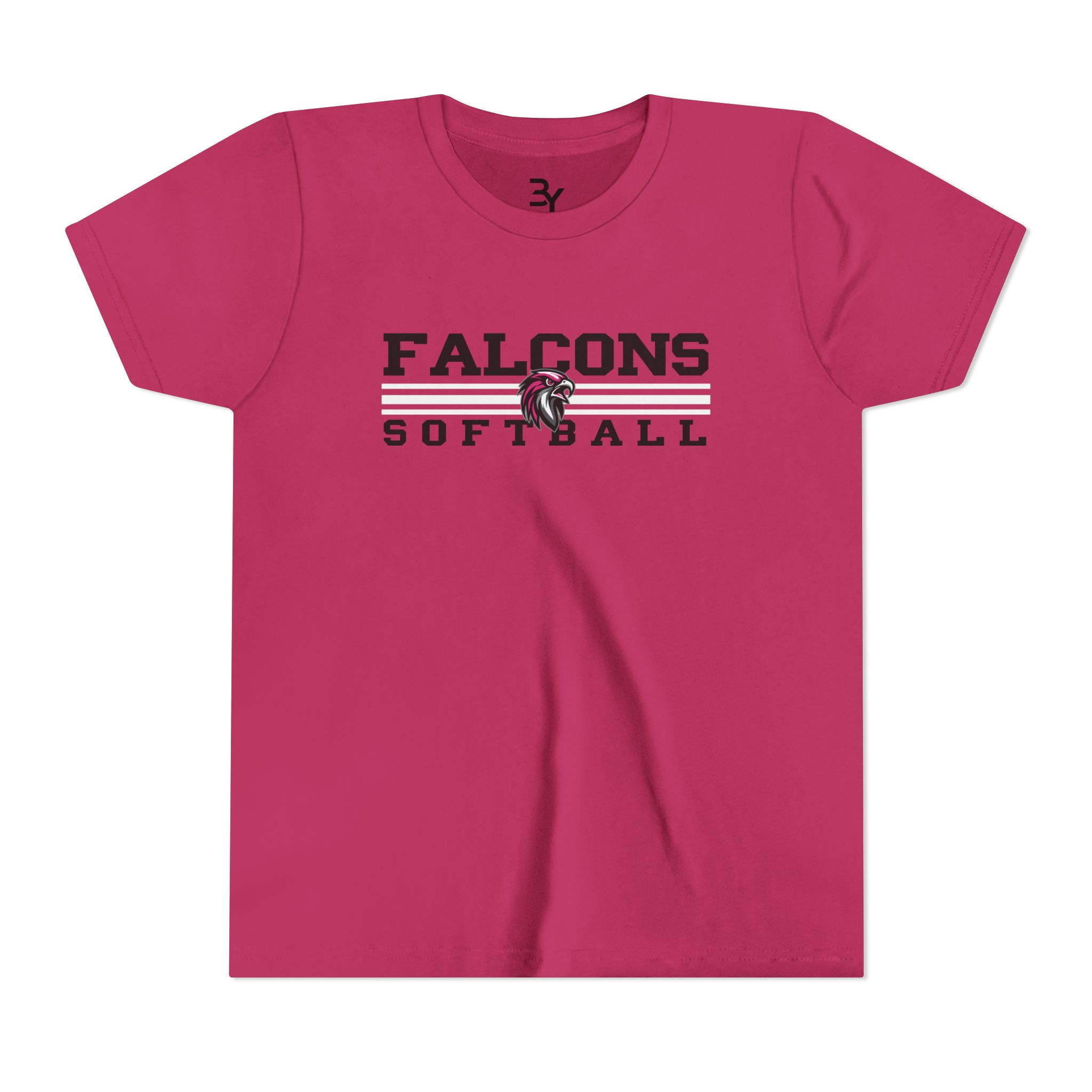 Youth Cotton Tee: Classic Lines Softball (Pink) - Image 9