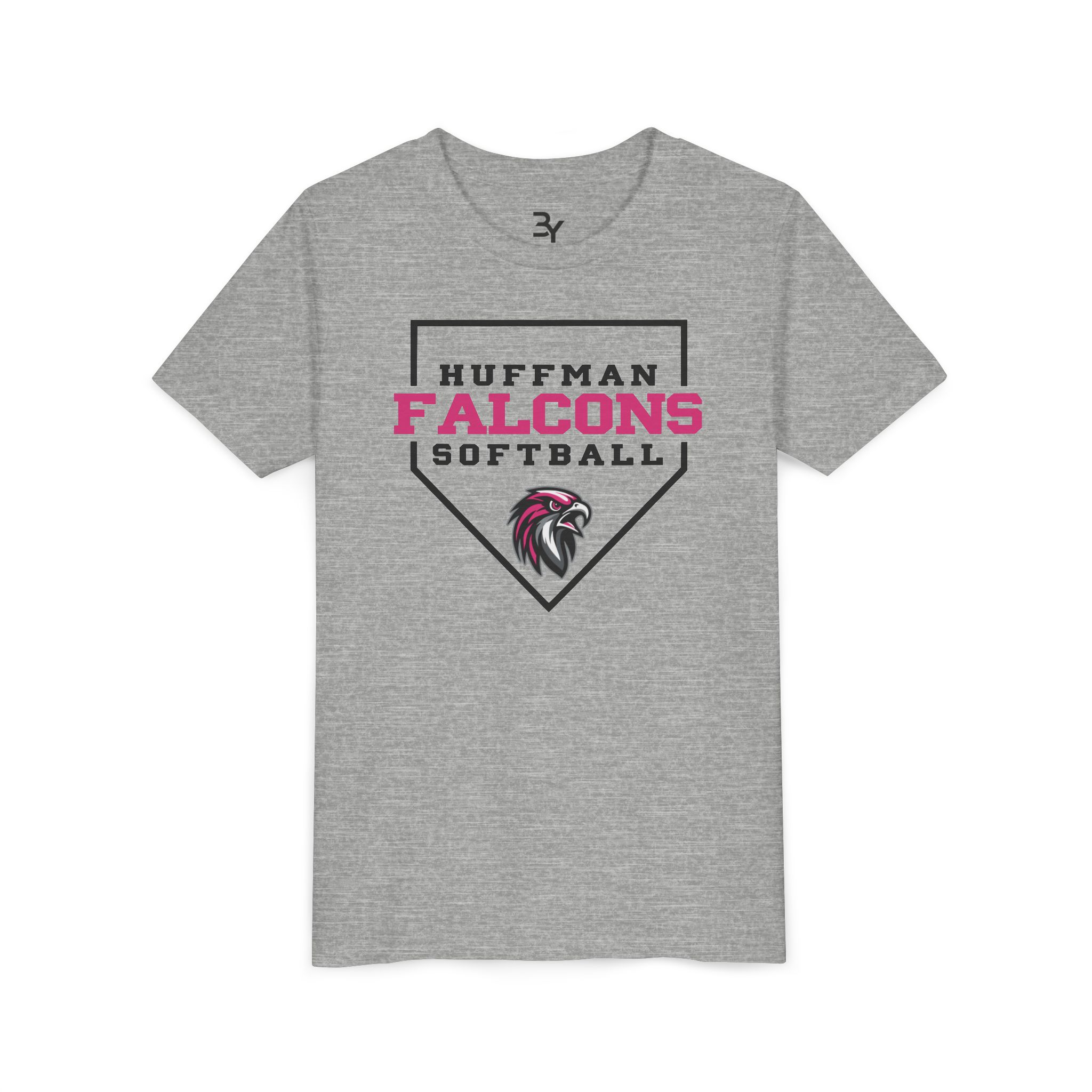 Youth Cotton Tee: Home Plate Softball (Pink) - Image 7