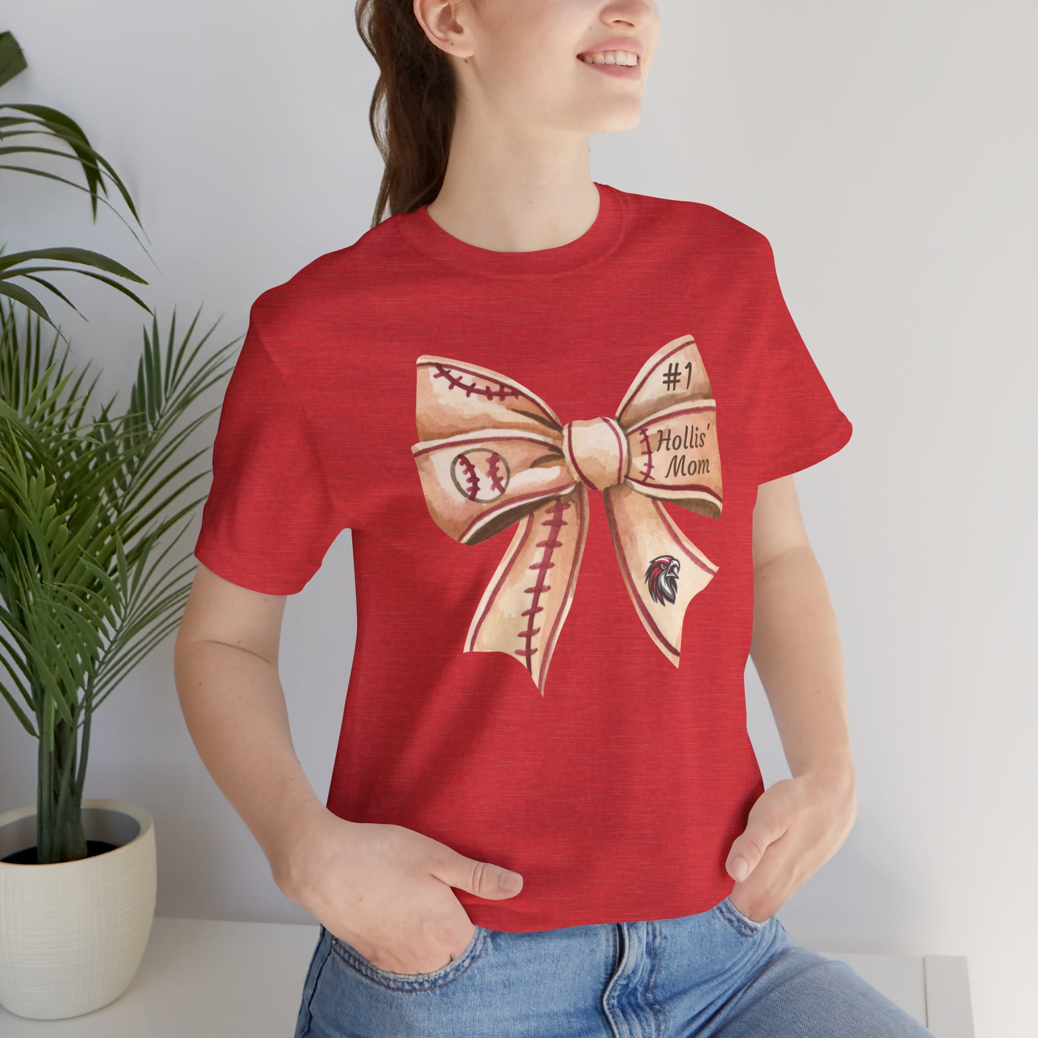 Personalized Baseball Bow Cotton Tee - Image 16