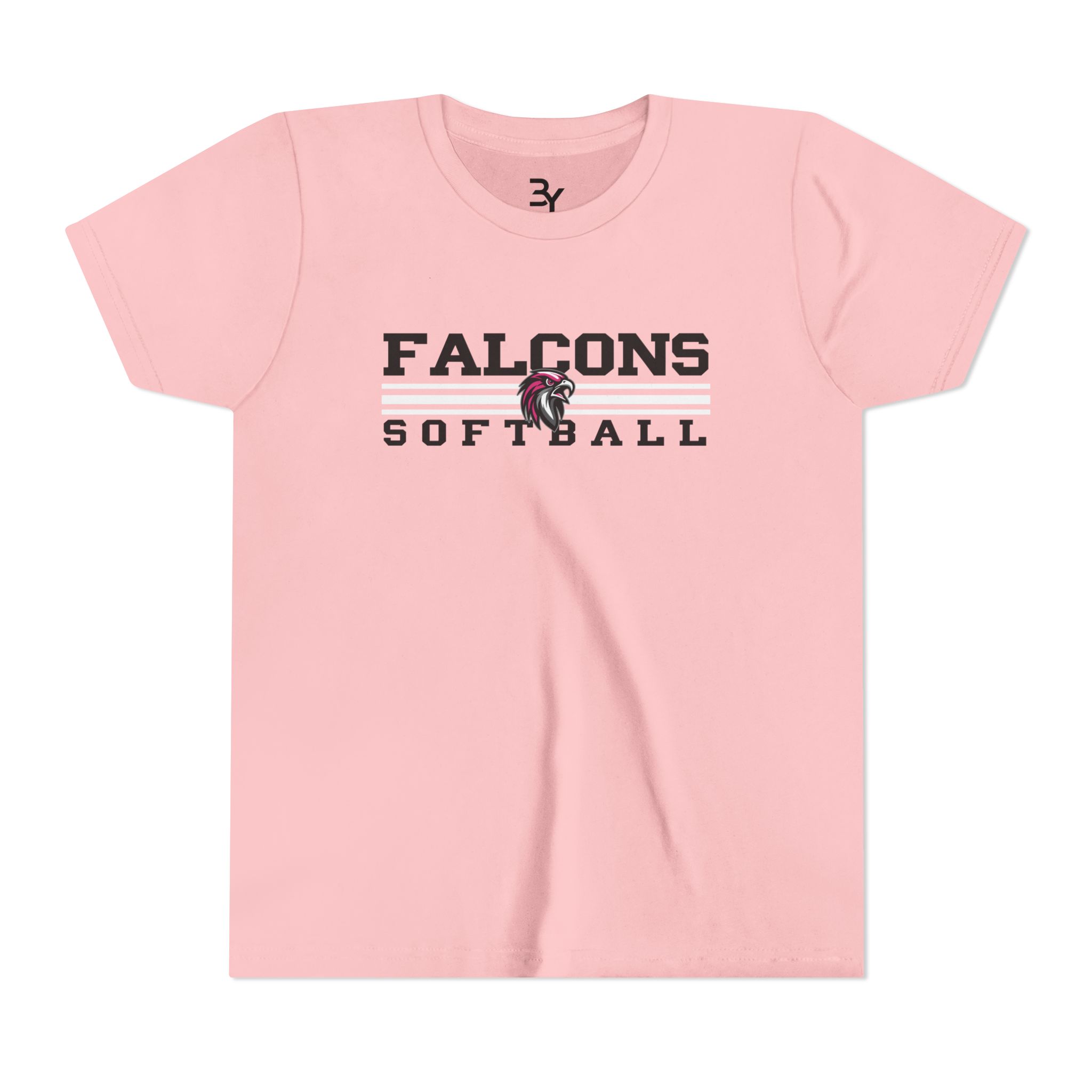 Youth Cotton Tee: Classic Lines Softball (Pink) - Image 10