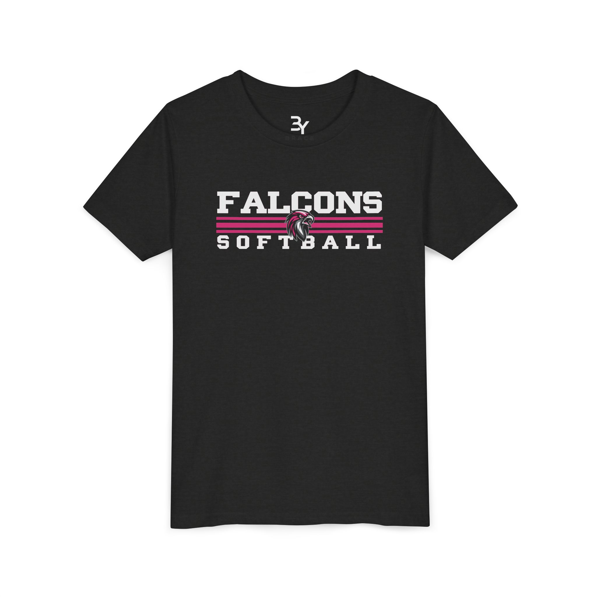 Youth Cotton Tee: Classic Lines Softball (Pink) - Image 6