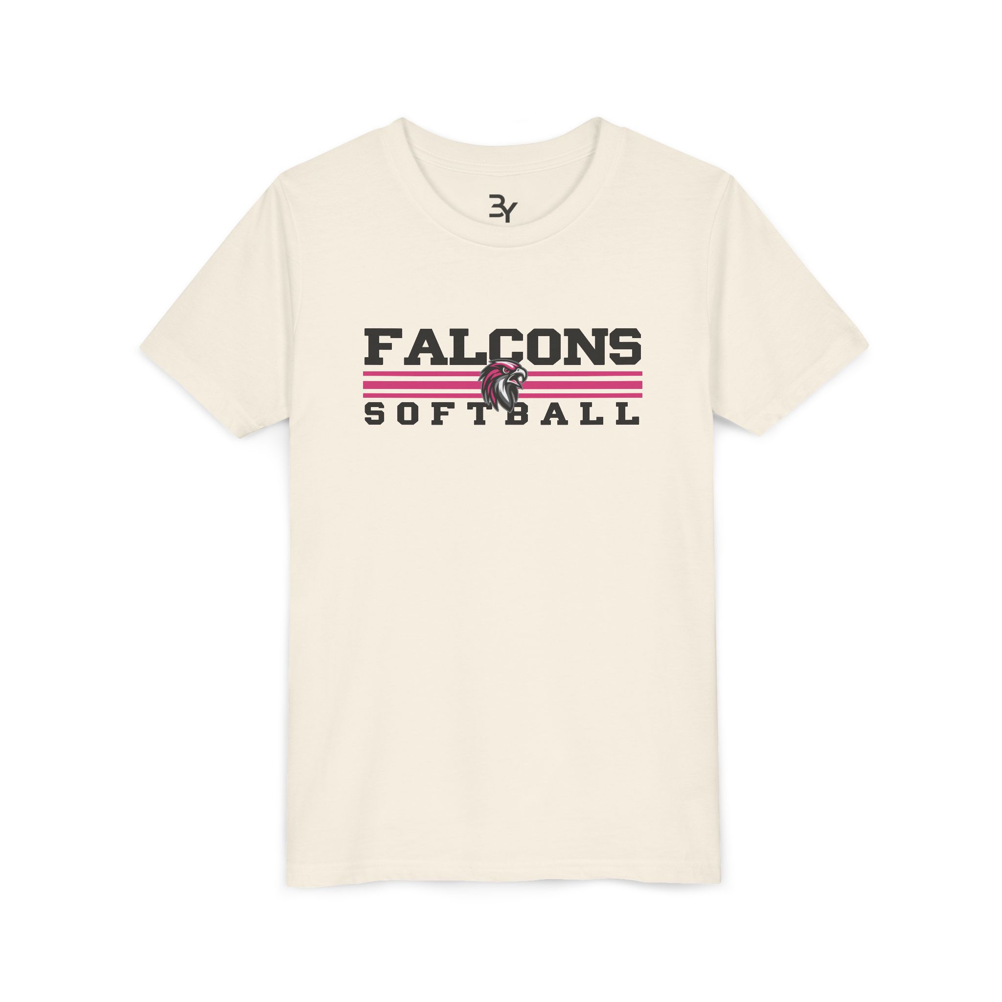 Youth Cotton Tee: Classic Lines Softball (Pink) - Image 5
