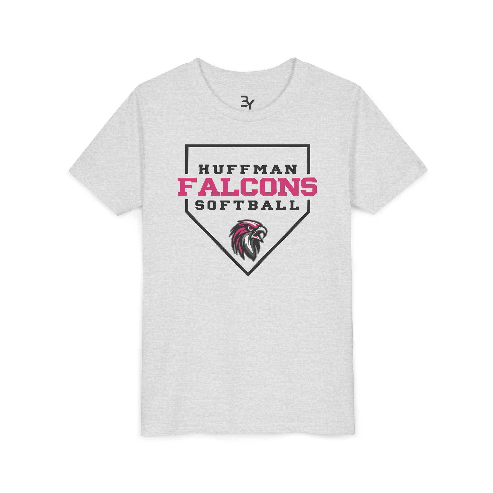 Youth Cotton Tee: Home Plate Softball (Pink) - Image 2