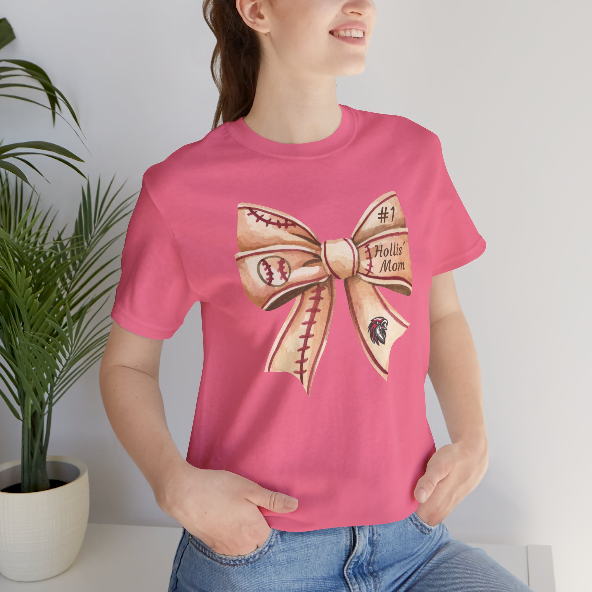 Personalized Baseball Bow Cotton Tee - Image 19
