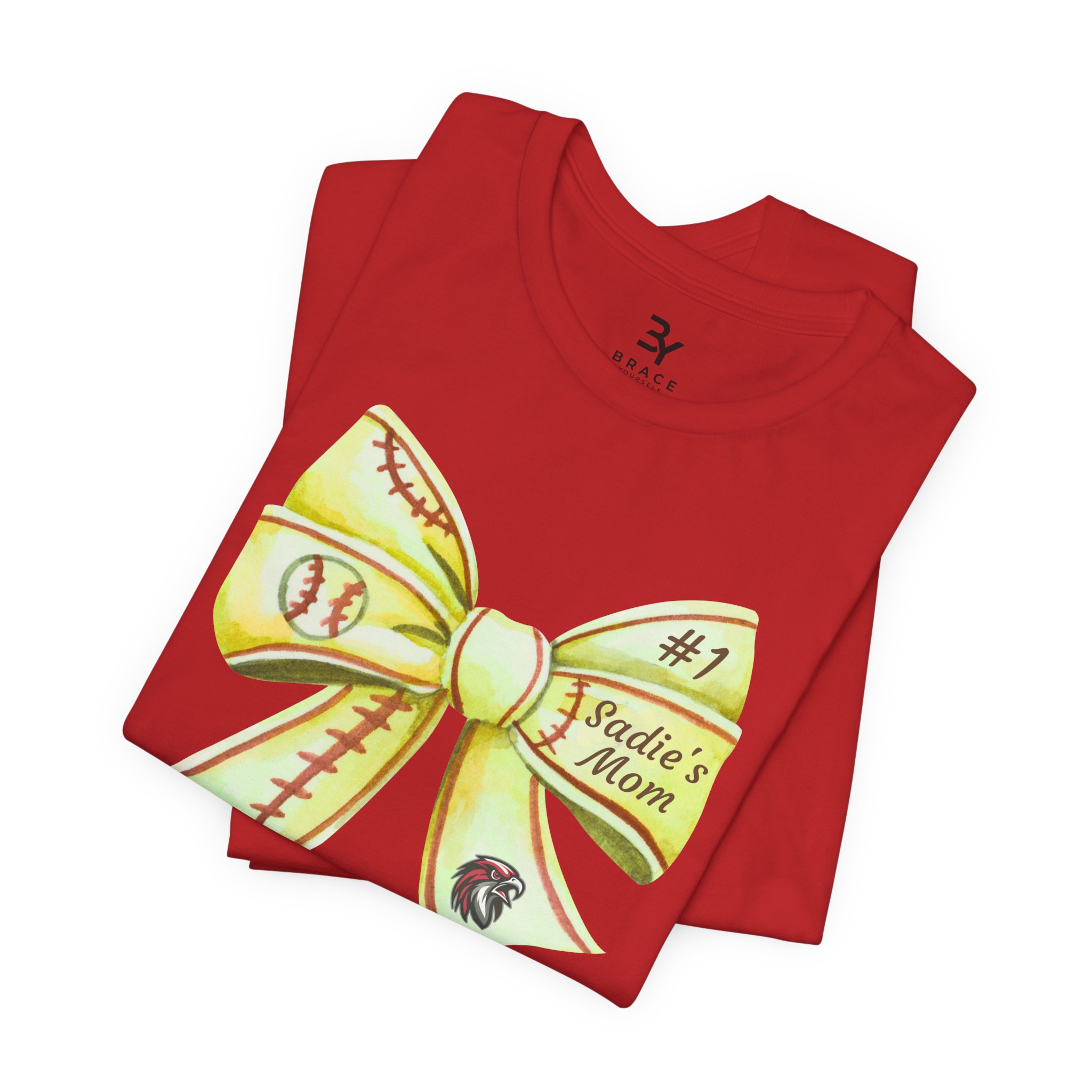 Personalized Softball Bow Cotton Tee - Image 3