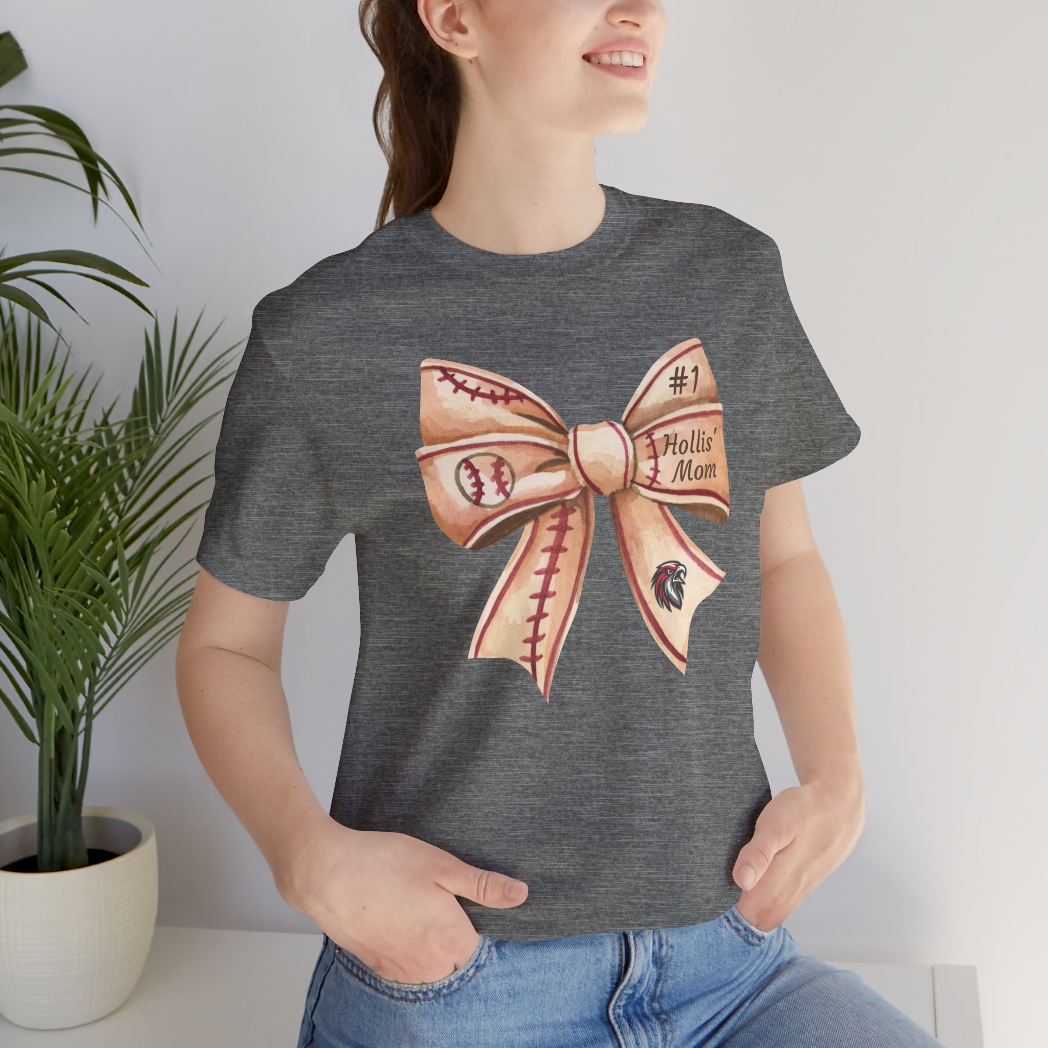 Personalized Baseball Bow Cotton Tee - Image 4