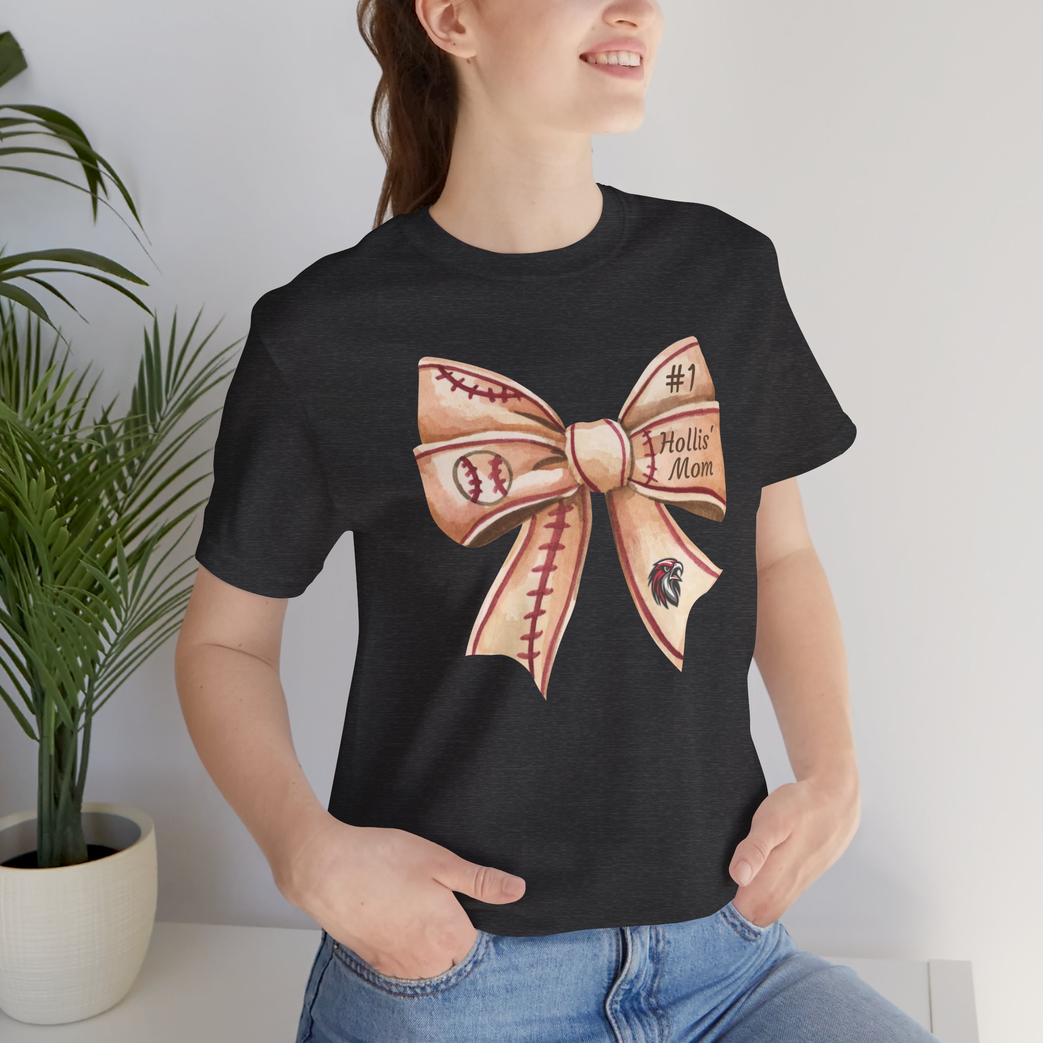 Personalized Baseball Bow Cotton Tee - Image 13